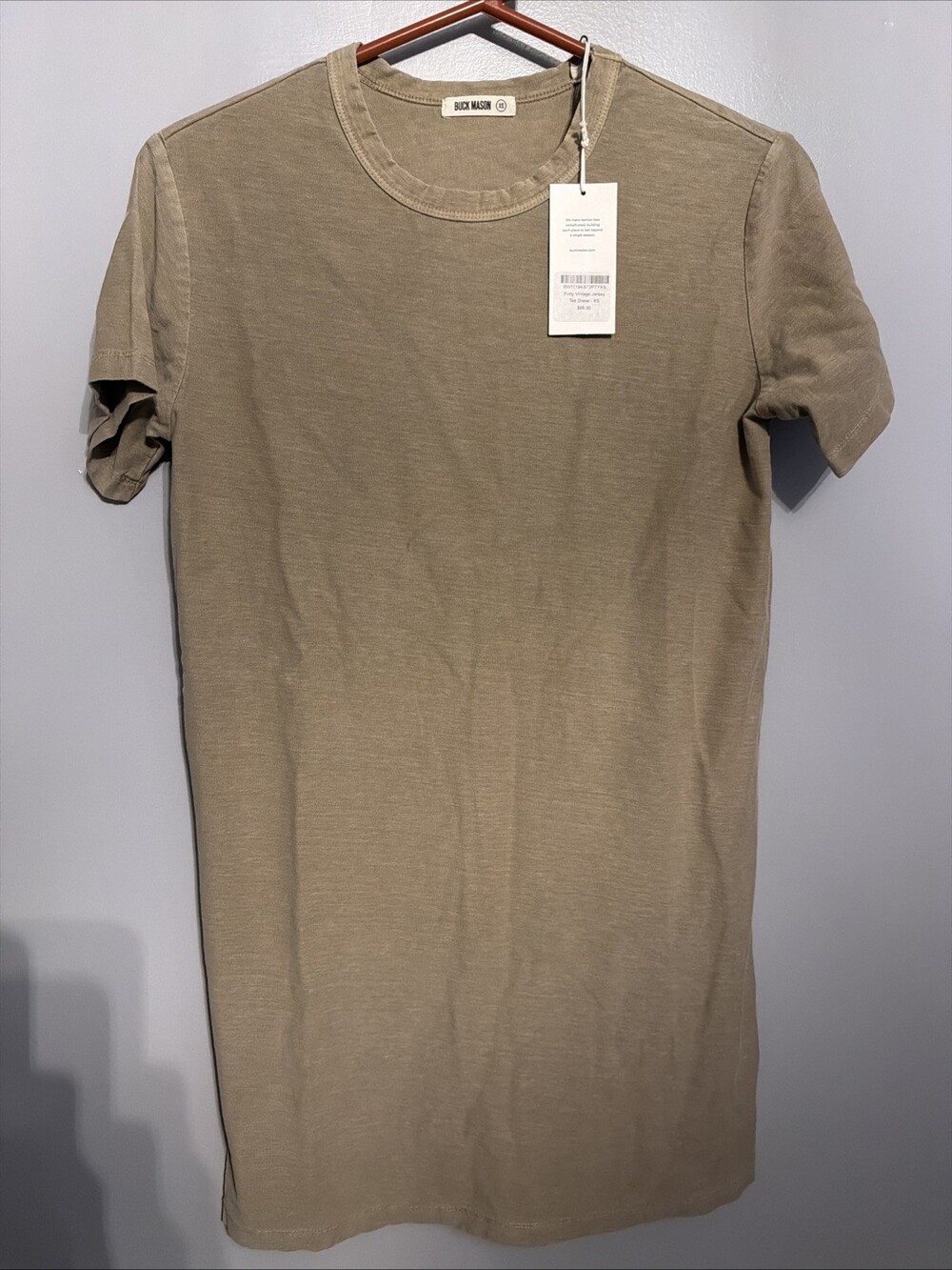 Buck Mason Womenโs XS Putty Vintage Jersey Tee Dress